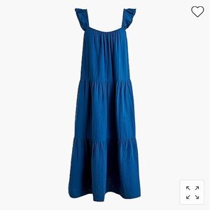 Jcrew Factory ruffle strap gauze maxi dress size M blue